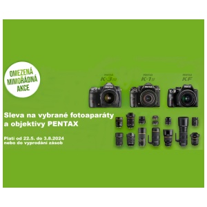 Pentax - Sleva na vybrané fotoaparáty a&nbspobjektivy (Platí&nbspod&nbsp22.5.&nbspdo&nbsp3.8.2024)