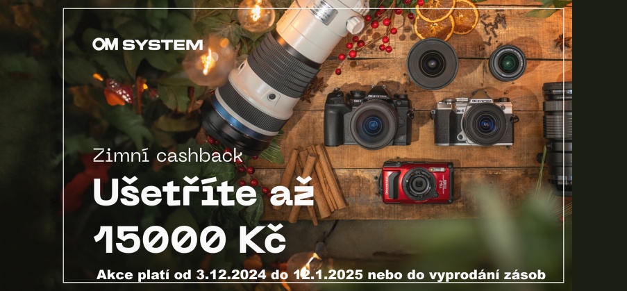 OM SYSTEM ZIMNÍ CASHBACK (3.12.2024 - 12.1.2025)